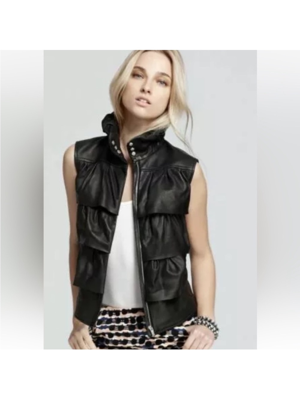 NWOT Diane Von Furstenberg Black Women's leather vest, L